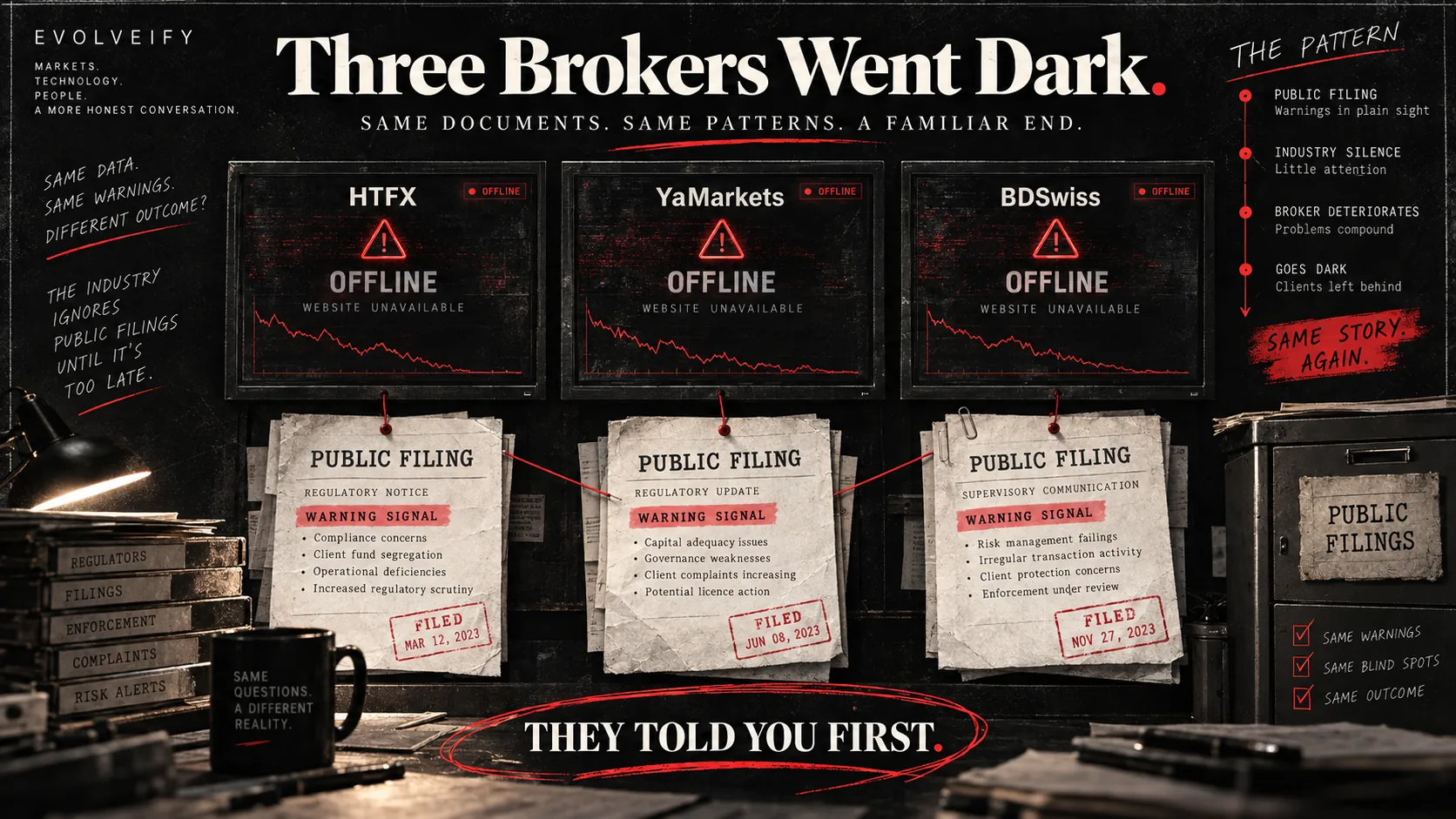 Three Brokers Went Dark. All Three Told You First.
